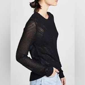 L’AGENCE Sweater Womens Small Open Knit Whitley Pullover Black